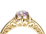Floral Engagement Ring Setting for Fancy Pink Marquise Center with Four Accent Clusters and Prong Head in Yellow Gold