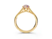 Solitaire Engagement Ring Setting for Fancy Pink Pear-Shaped Center with Cathedral Band and Prong Head in Yellow Gold