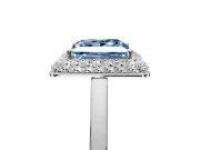 Halo Engagement Ring Setting for Fancy Blue Princess Cut Center with Plain Tapered Band and Prong Head in Platinum