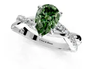 Crossover Engagement Ring Setting for Fancy Green Pear-Shaped Center with Pave and Plain Strands and Prong Head in Sterling Silver