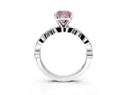 Solitaire Engagement Ring Setting for Fancy Pink Cushion Cut Center with Milgrain Bezel Accents and Prong Head in Platinum