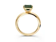 Solitaire Engagement Ring Setting for Fancy Green Asscher Cut Center with Wide Knife Ridge Band and Prong Head in Yellow Gold