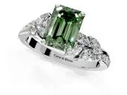 Solitaire Engagement Ring Setting for Fancy Green Emerald Cut Center with Marquise Accent Twist Band and Prong Head in Platinum