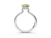 Hidden Halo Engagement Ring Setting for Fancy Yellow Princess Cut Center with Plain Rounded Band and Prong Head in Platinum