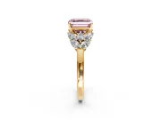 Leaf Cluster Engagement Ring Setting for Fancy Pink Asscher Cut Center with Marquise Accents and Prong Head in Yellow Gold