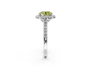 Halo Engagement Ring Setting for Fancy Yellow Round Cut Center with Raised Halo, Pave Band and Prong Head in Platinum