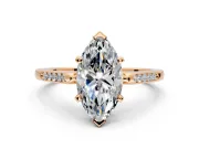 Solitaire Engagement Ring Setting for Marquise Center with Channel Accents and Prong Head in Rose Gold