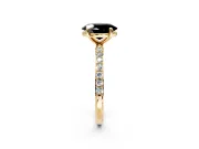 Solitaire Engagement Ring Setting for Fancy Black Oval Center with Pave Accents and Prong Head in Yellow Gold