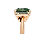 Solitaire Engagement Ring Setting for Fancy Green Radiant Cut Center with Knife Ridge Band and Claw Prong Head in Rose Gold