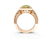 Milgrain Halo Engagement Ring Setting for Fancy Yellow Princess Cut Center with Pave Band and Prong Head in Rose Gold