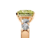 5 Stone Engagement Ring Setting for Fancy Yellow Radiant Cut Center with Plain Band and Prong Head in Rose Gold