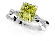 Crossover Engagement Ring Setting for Fancy Yellow Radiant Cut Center with Pave and Plain Strands and Prong Head in White Gold