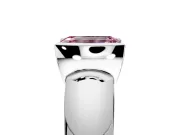 Tension Engagement Ring Setting for Fancy Pink Emerald Cut Center with Wide Flat Band and Tension Head in Platinum