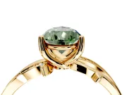 Solitaire Engagement Ring Setting for Fancy Green Pear-Shaped Center with Pave and Plain Crossover Band and Prong Head in Yellow Gold