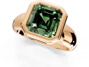 Solitaire Engagement Ring Setting for Fancy Green Asscher Cut Center with Wide Band and Bezel Head in Rose Gold