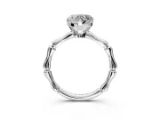 Solitaire Engagement Ring Setting for Heart-Shaped Center with Bamboo Band and Prong Head in Sterling Silver
