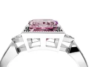 Cluster Engagement Ring Setting for Fancy Pink Princess Cut Center with Milgrain Shoulder Clusters and Prong Head in White Gold