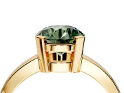 Solitaire Engagement Ring Setting for Fancy Green Round Cut Center with Plain Band and Flat Tab Prong Head in Yellow Gold