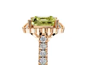 Milgrain Floral Halo Engagement Ring Setting for Fancy Yellow Asscher Cut Center with Pave Band and Prong Head in Rose Gold