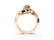 Halo Engagement Ring Setting for Fancy Green Pear-Shaped Center with Marquise and Pave Bypass Band and Prong Head in Rose Gold
