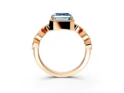 Vintage Station Engagement Ring Setting for Fancy Blue Asscher Cut Center with Accents and Prong Head in Rose Gold