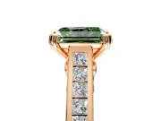 Solitaire Engagement Ring Setting for Fancy Green Radiant Cut Center with Channel Band and Double Claw Prong Head in Rose Gold