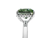 Solitaire Engagement Ring Setting for Fancy Green Radiant Cut Center with Fine Wire Band and Prong Head in Platinum