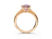 Solitaire Engagement Ring Setting for Fancy Pink Princess Cut Center with Reverse Tapered Band and Prong Head in Rose Gold