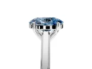 Solitaire Engagement Ring Setting for Fancy Blue Oval Center with Flat-Sided Plain Band and Prong Head in Sterling Silver