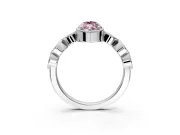 Vintage Station Engagement Ring Setting for Fancy Pink Marquise Center with Accents and Prong Head in Platinum