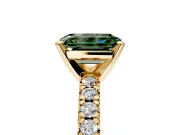 Solitaire Engagement Ring Setting for Fancy Green Emerald Cut Center with Large Accents and Prong Head in Yellow Gold