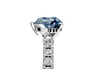 Solitaire Engagement Ring Setting for Fancy Blue Heart-Shaped Center with Single Row Accent Band and Prong Head in White Gold