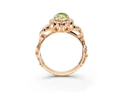 Halo Engagement Ring Setting for Fancy Yellow Marquise Center with Open Scroll Shoulders and Prong Head in Rose Gold