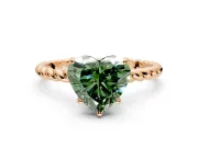 Solitaire Engagement Ring Setting for Fancy Green Heart-Shaped Center with Plain Twisted Rope Band and Prong Head in Rose Gold