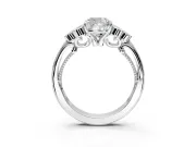 Cluster Engagement Ring Setting for Cushion Cut Center with Bezel Accent Clusters and Prong Head in Platinum