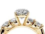 5 Stone Engagement Ring Setting for Cushion Cut Center with Graduated Accents and Prong Head in Yellow Gold