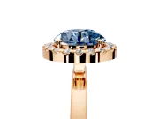 Halo Engagement Ring Setting for Fancy Blue Round Cut Center with Thin Plain Band and Prong Head in Rose Gold
