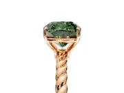 Solitaire Engagement Ring Setting for Fancy Green Cushion Cut Center with Plain Twisted Rope Band and Prong Head in Rose Gold