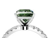 Open Basket Engagement Ring Setting for Fancy Green Princess Cut Center with Pave Band and Prong Head in Platinum