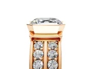 Bezel Engagement Ring Setting for Asscher Cut Center with Wide Channel-Set Band and Bezel Head in Rose Gold