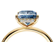 Solitaire Engagement Ring Setting for Fancy Blue Princess Cut Center with Plain Band, Open Basket and Prong Head in Yellow Gold