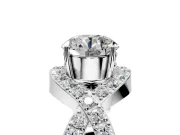 Halo Engagement Ring Setting for Round Cut Center with Pave Infinity Twist Band and Prong Head in Platinum