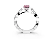 Floral Engagement Ring Setting for Fancy Pink Emerald Cut Center with Trailing Marquise Accents and Prong Head in Sterling Silver
