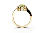 Halo Engagement Ring Setting for Fancy Yellow Round Cut Center with Heart-Shaped Openwork, Pave Band and Prong Head in Yellow Gold