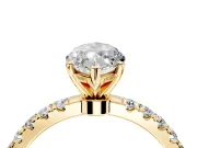 Open Basket Engagement Ring Setting for Marquise Center with Pave Band and Prong Head in Yellow Gold