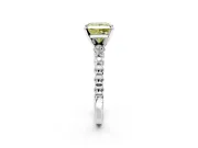 Solitaire Engagement Ring Setting for Fancy Yellow Princess Cut Center with Bezel-Dot Beaded Band and Prong Head in Sterling Silver