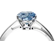 Solitaire Engagement Ring Setting for Fancy Blue Cushion Cut Center with Plain Bypass Twist Band and Prong Head in White Gold