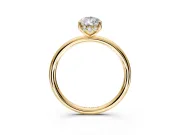 Solitaire Engagement Ring Setting for Pear-Shaped Center with Plain Band, Open Basket and Prong Head in Yellow Gold