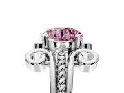Solitaire Engagement Ring Setting for Fancy Pink Round Cut Center with Twisted Band and Scroll Prong Head in Sterling Silver