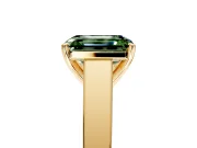 Solitaire Engagement Ring Setting for Fancy Green Emerald Cut Center with Tapered Split Shoulders and Prong Head in Yellow Gold